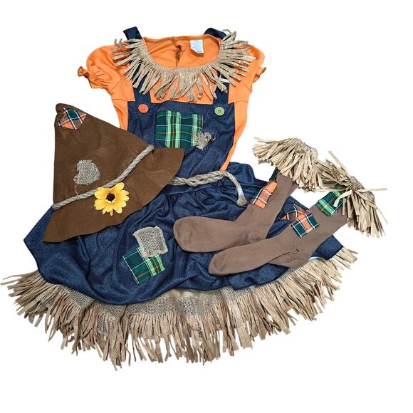 Fun World Scarecrow Multi-Color Halloween Costume Set Big Girls Female Child XL - Picture 11 of 12